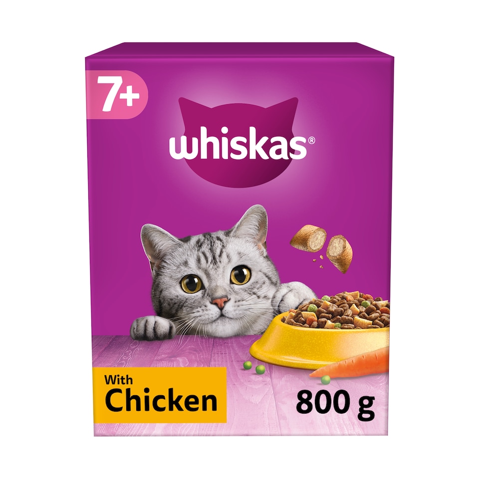 image 1 of Whiskas 7+ Senior Dry Cat Food Biscuits Chicken 800g