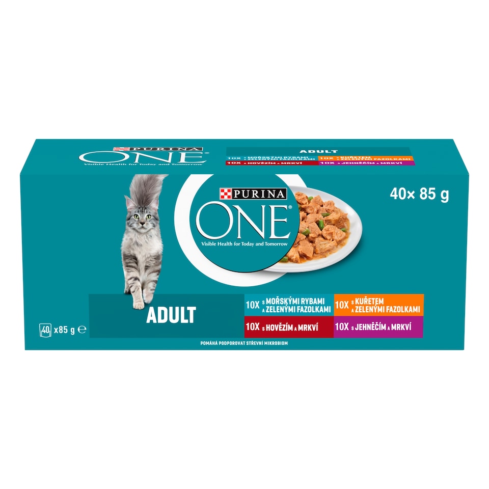 image 1 of Purina ONE Adult Pouches for Cats Lamb, Sea Fish, Chicken, Beef in Juice 40 x 85g