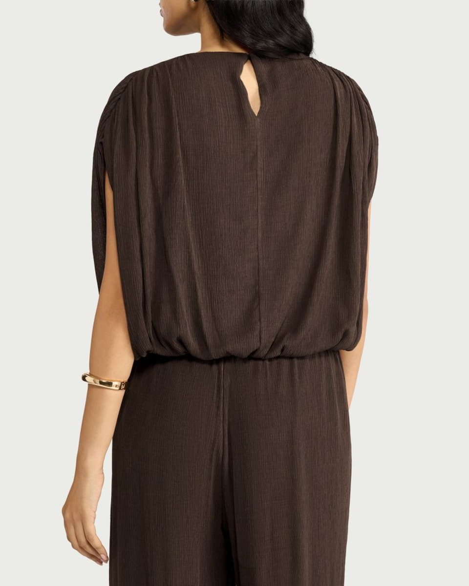 image 1 of F&F Textured Batwing Top in Chocolate