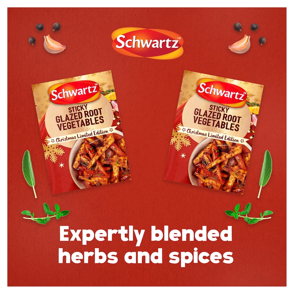 image 1 of Schwartz Sticky Glazed Root Vegetables 30G