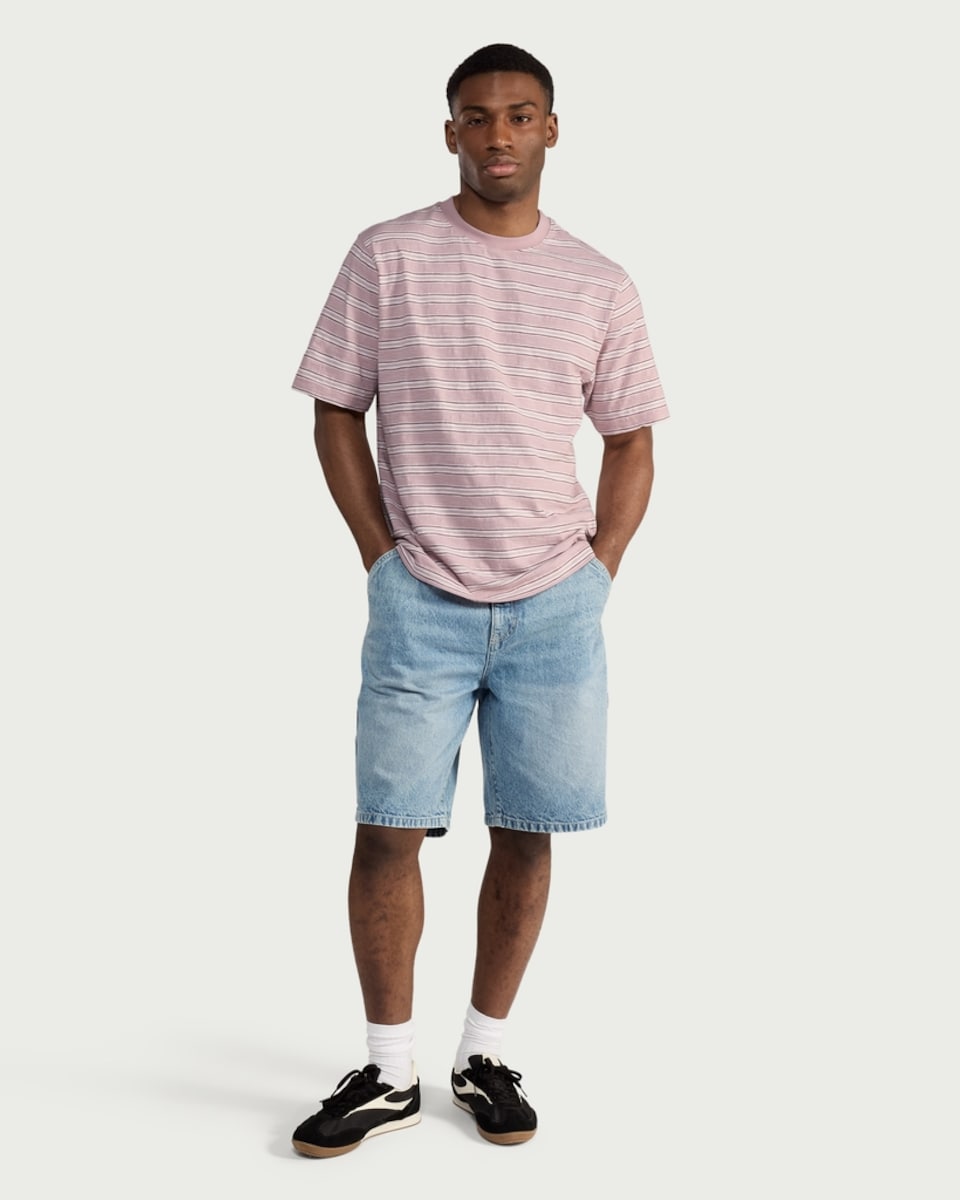 image 1 of RDA Pure Cotton Striped T-Shirt in Lilac
