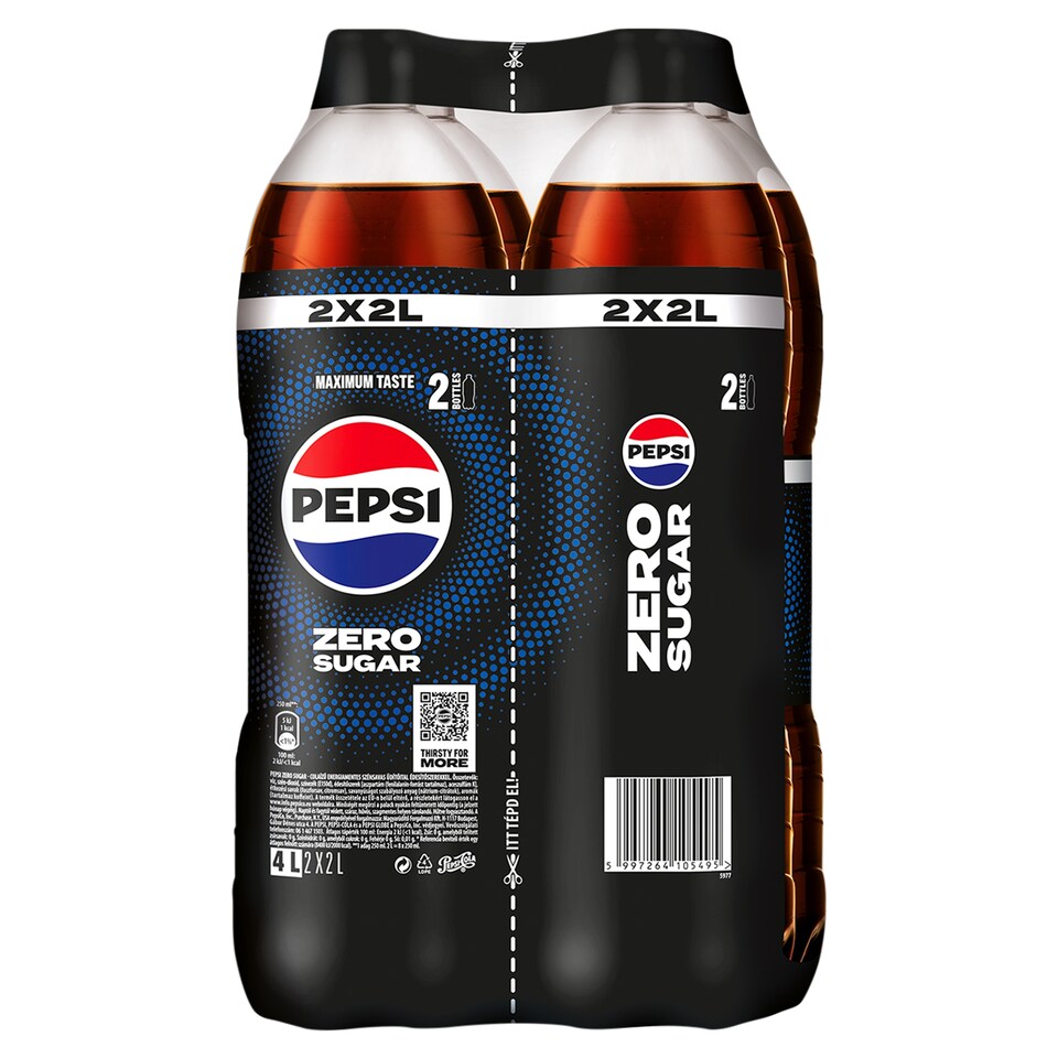 Pepsi Zero Cola Flavoured Energy-Free Carbonated Drink with Sweeteners 2 x 2 l