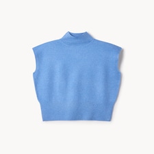 The F&F Edit Knitted High Neck Sleeveless Jumper in Blue