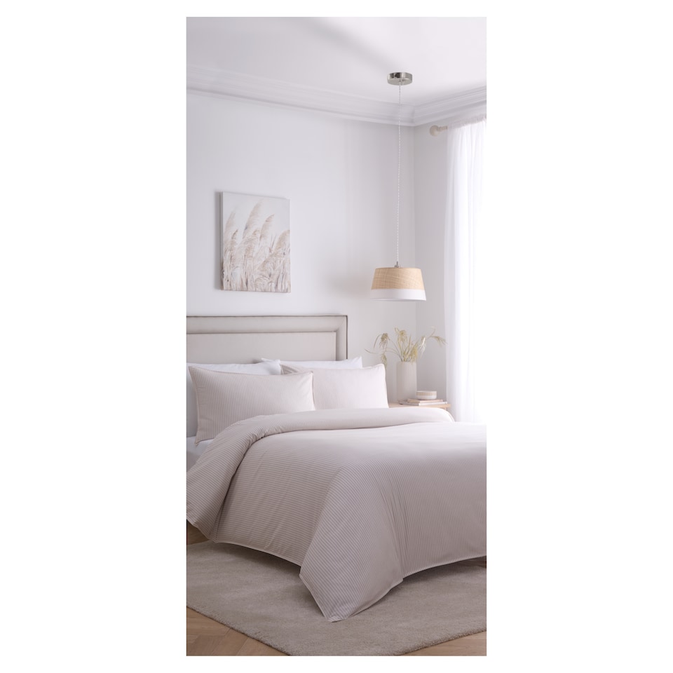 image 1 of West Park Taupe Striped Duvet Cover Set Super King