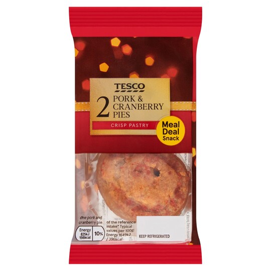 Tesco Mini Pork & Cranberry Pork Pies 2X50g Tesco Groceries