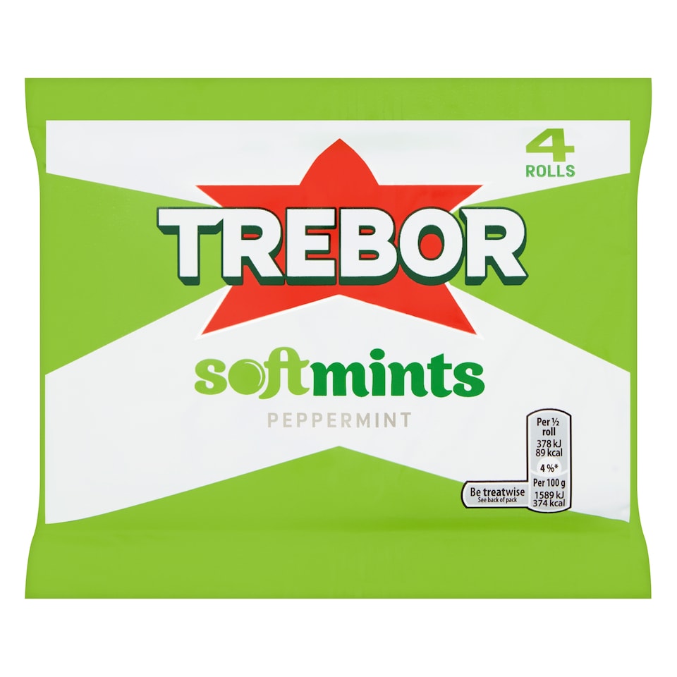 Trebor Softmints Peppermint Mints Roll 4 pack Multipack 179g