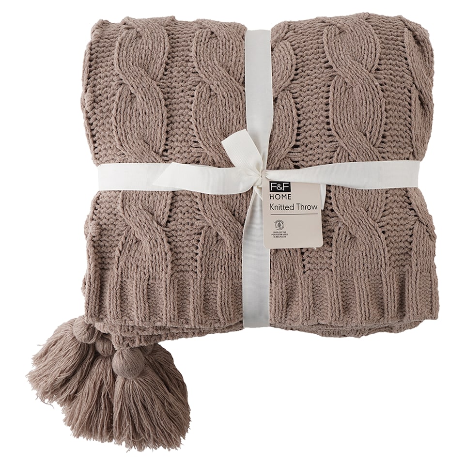 F&F Home Mink Cable Knit Throw