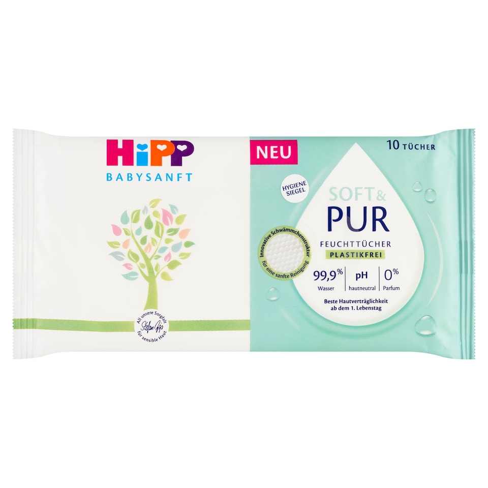 image 1 of HiPP Babysanft Soft & Pure Cleansing Wet Wipes 10 pcs