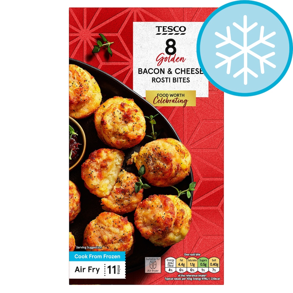 Tesco 8 Bacon & Cheese Rosti Bites 250g