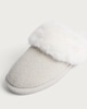 image 3 of F&F Ribbed Faux Fur Trim Mule Slippers in Grey