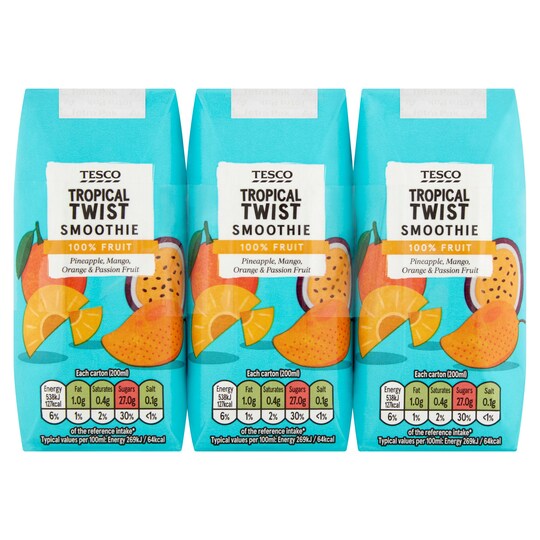 Tesco Tropical Twist Smoothie 3X200ml Tesco Groceries
