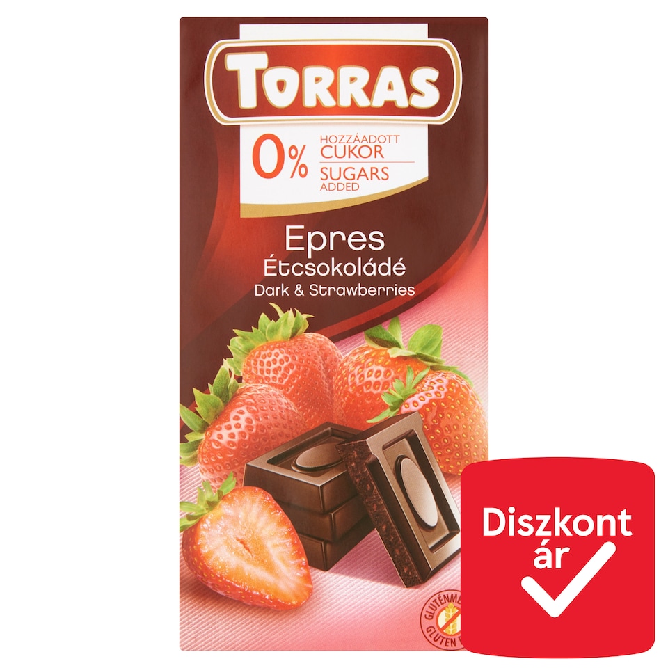image 1 of Torras Dark Chocolate with Strawberries and Sweetener 75 g
