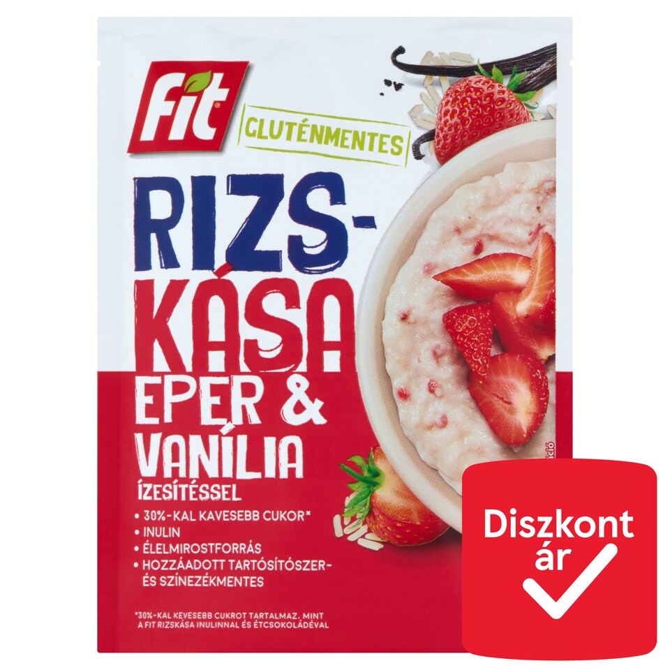Fit gluténmentes rizskása eper & vanília ízesítéssel 60 g