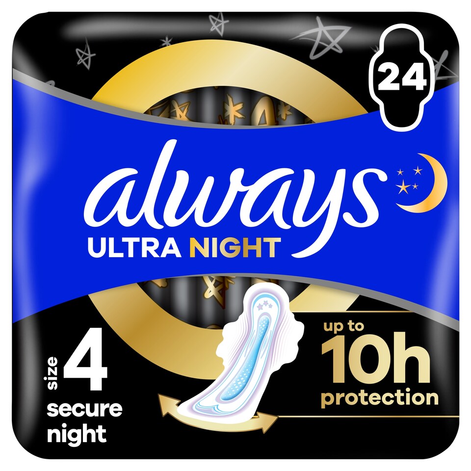 obrázok 1 z Always Ultra Secure Night hygienické vložky (veľkosť 4) vložky s krídelkami 24 ks]