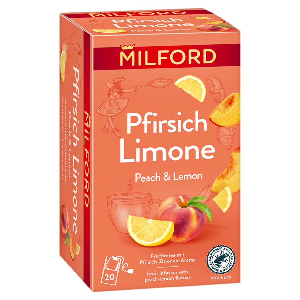 Milford őszibarack-citrom ízű gyümölcstea 20 filter 45 g