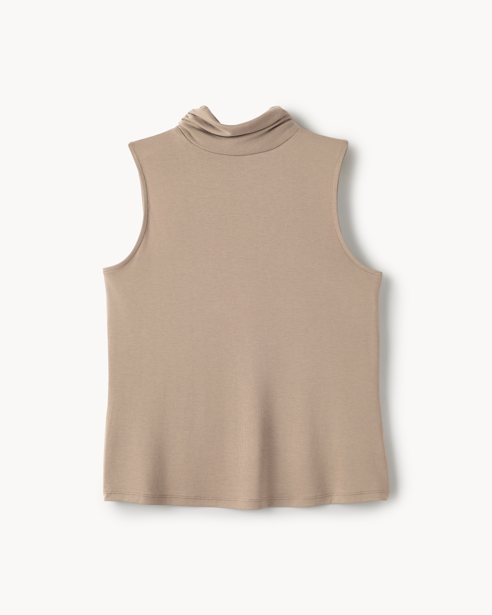 image 1 of F&F Turtle Neck Sleeveless Top in Neutral