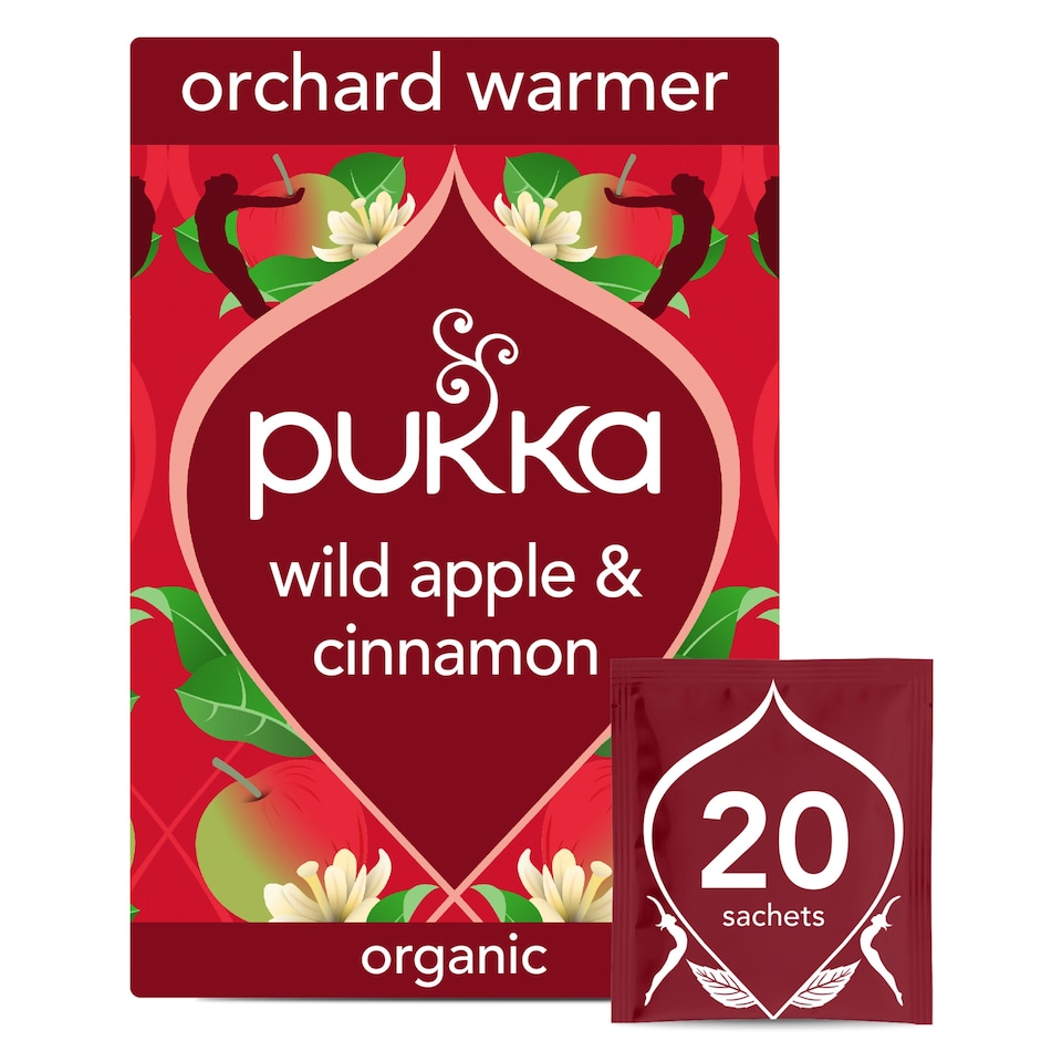 Pukka Organic Wild Apple & Cinnamon Herbal Tea with Ginger and Orange 20 Tea Bags 40g