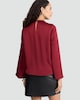 image 3 of F&F Faux Satin Draped Cowl Neck Blouse in Red