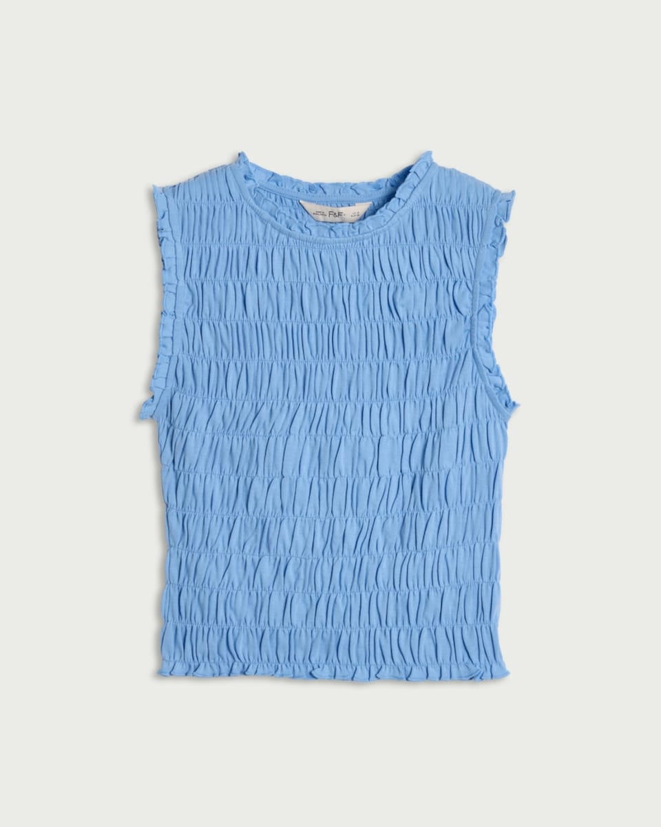 image 1 of F&F Pure Cotton Smocked Vest in Blue
