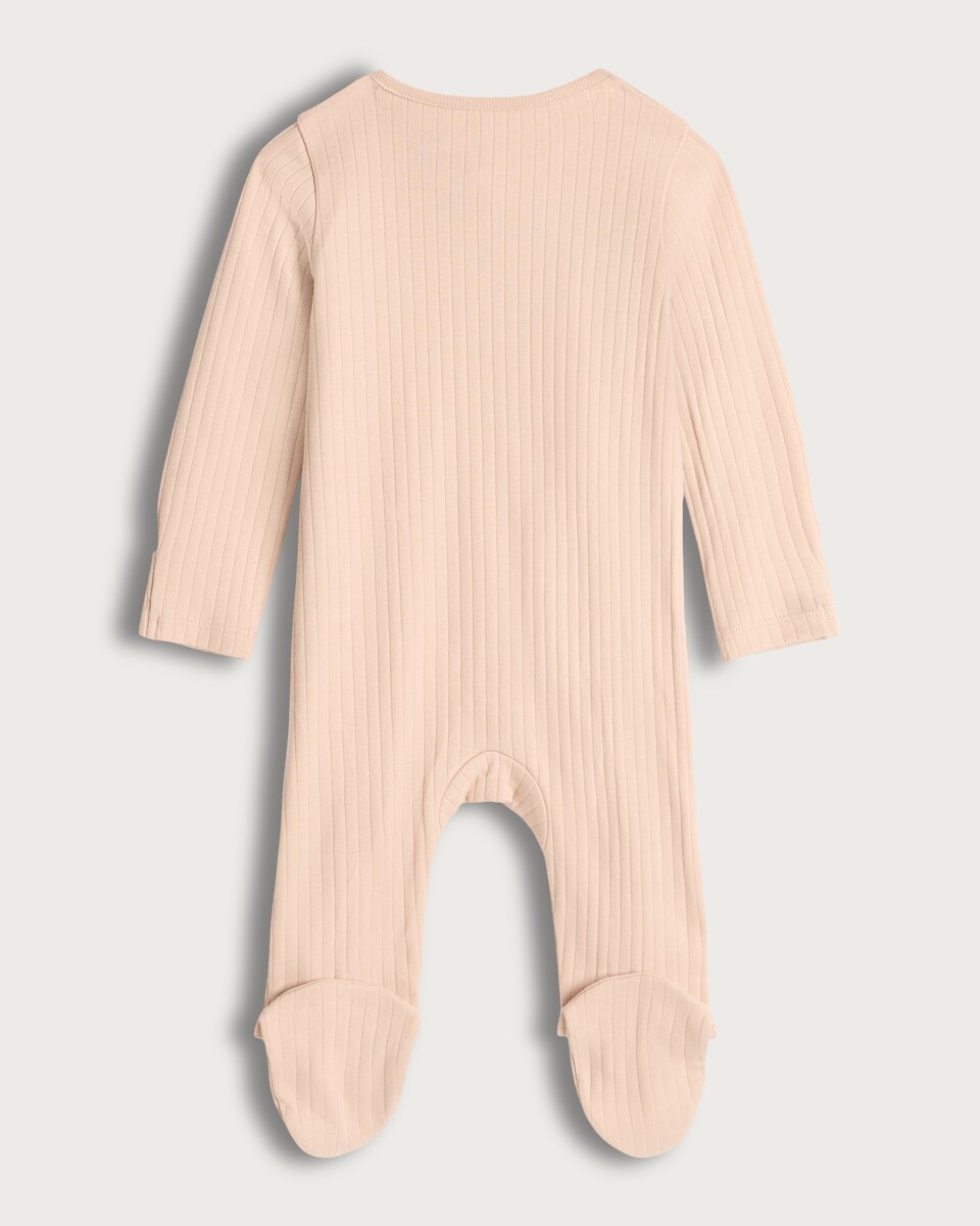 image 1 of F&F Baby Pure Cotton Ribbed I Love Daddy Sleepsuit in Neutral