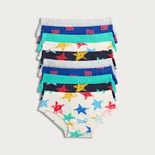 F&F Boys 10-Pack Pure Cotton Star Printed Briefs in Multi