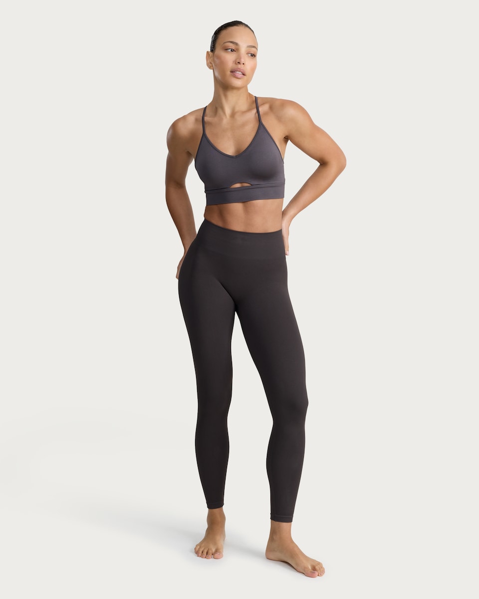 image 1 of F&F Active SEAMLESS High Waisted Leggings in Chocolate