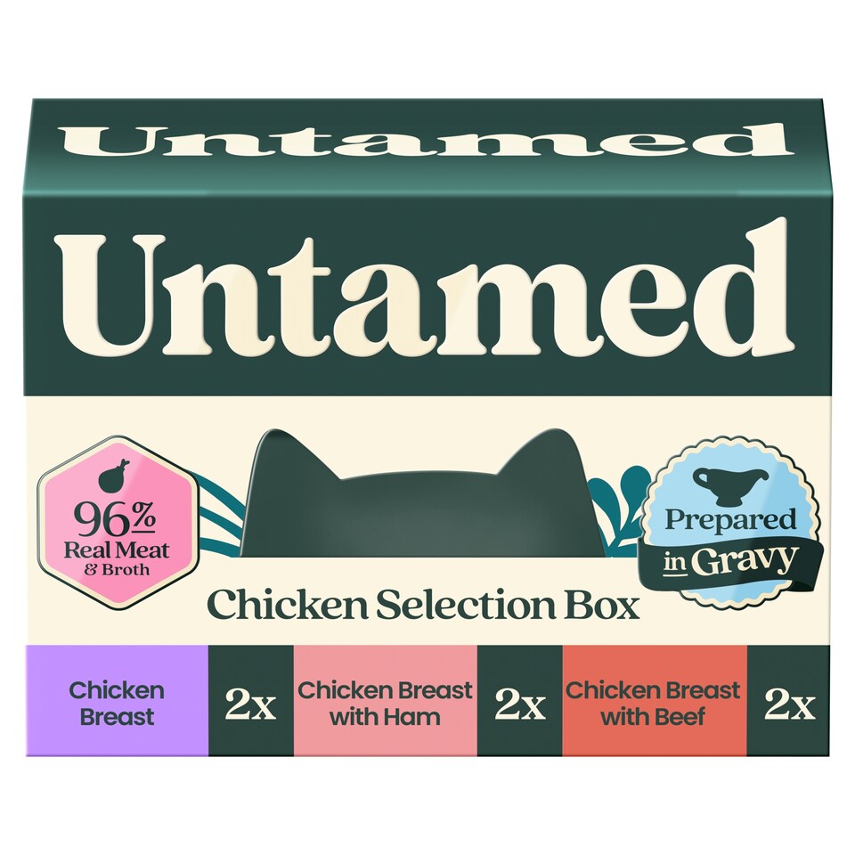 image 1 of Untamed Chicken Selection Box in Gravy Cat Food 6 x 75G 