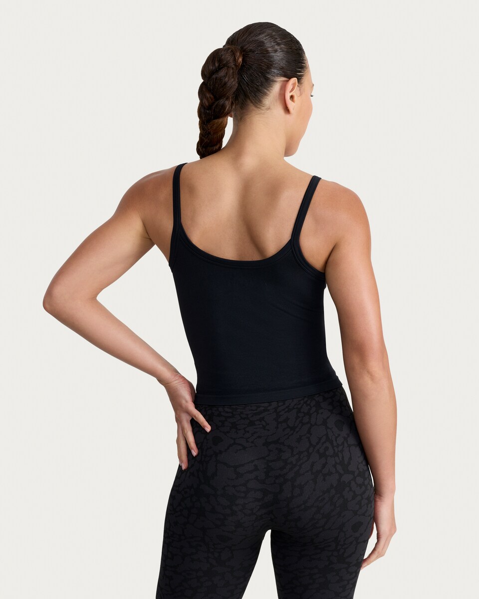 image 1 of F&F Active SEAMLESS V Neck Vest in Black