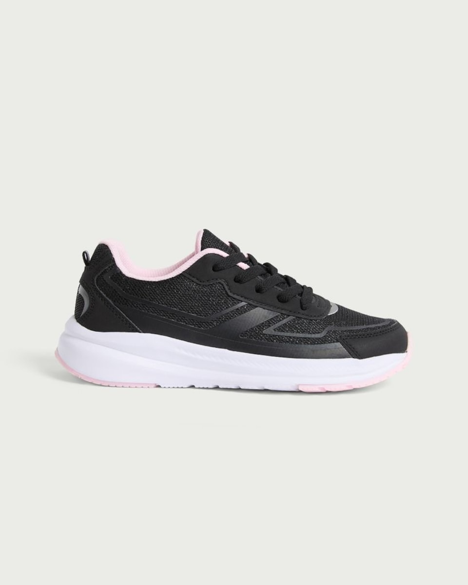 image 1 of F&F School Mesh Panel Lace Update Trainers in Black