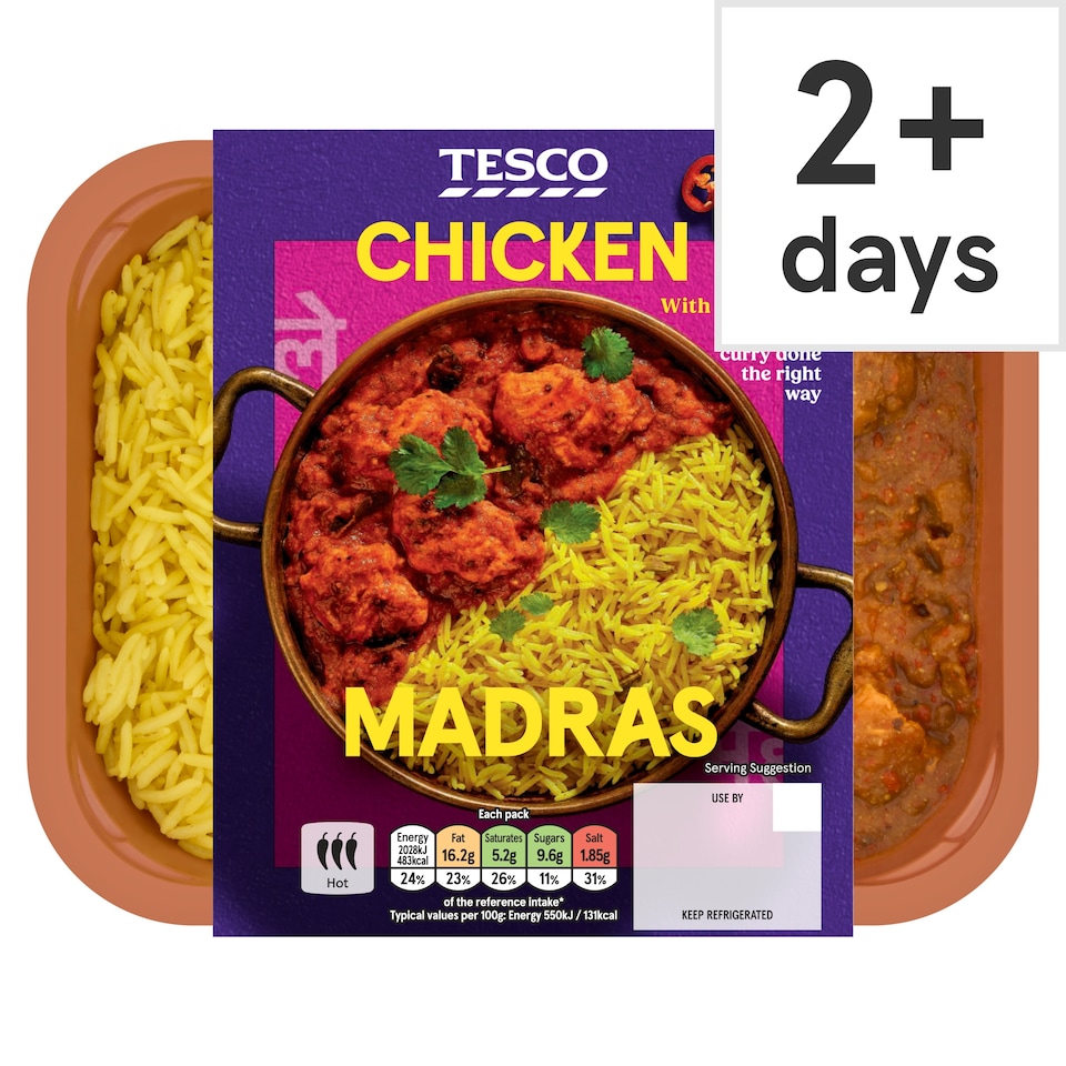 Tesco Chicken Madras with Pilau Rice 400g