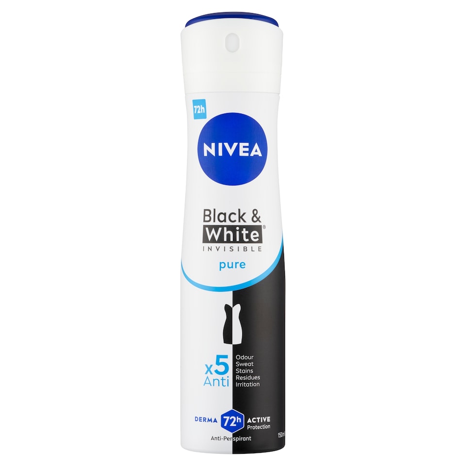 image 1 of Nivea Black & White Invisible Pure Antiperspirant Spray 150ml