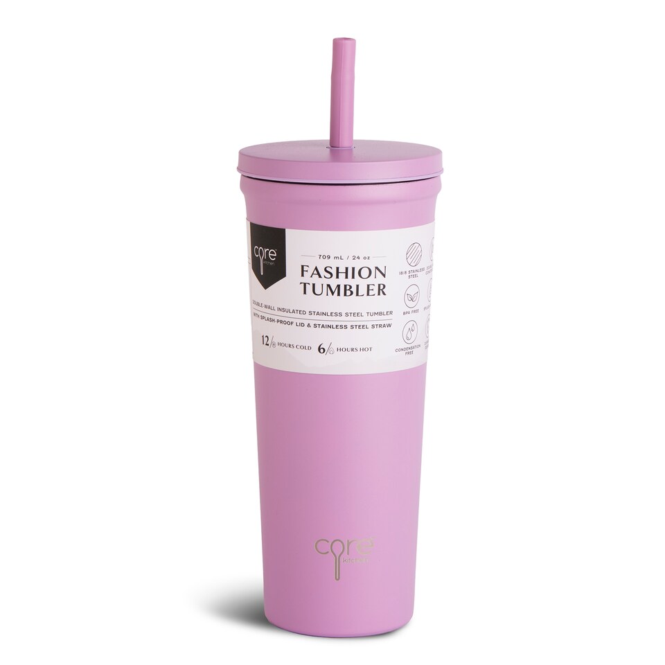 Core Kitchen Lilac Stainless Steel Fashion Tumbler Water Bottle 709ml