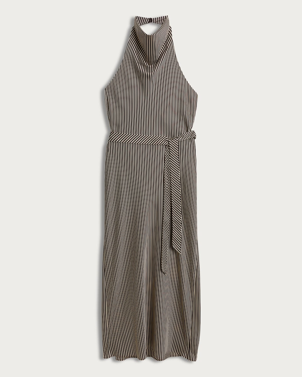 F&F Striped Halterneck Midi Dress in Cream