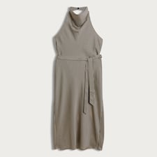 F&F Striped Halterneck Midi Dress in Cream