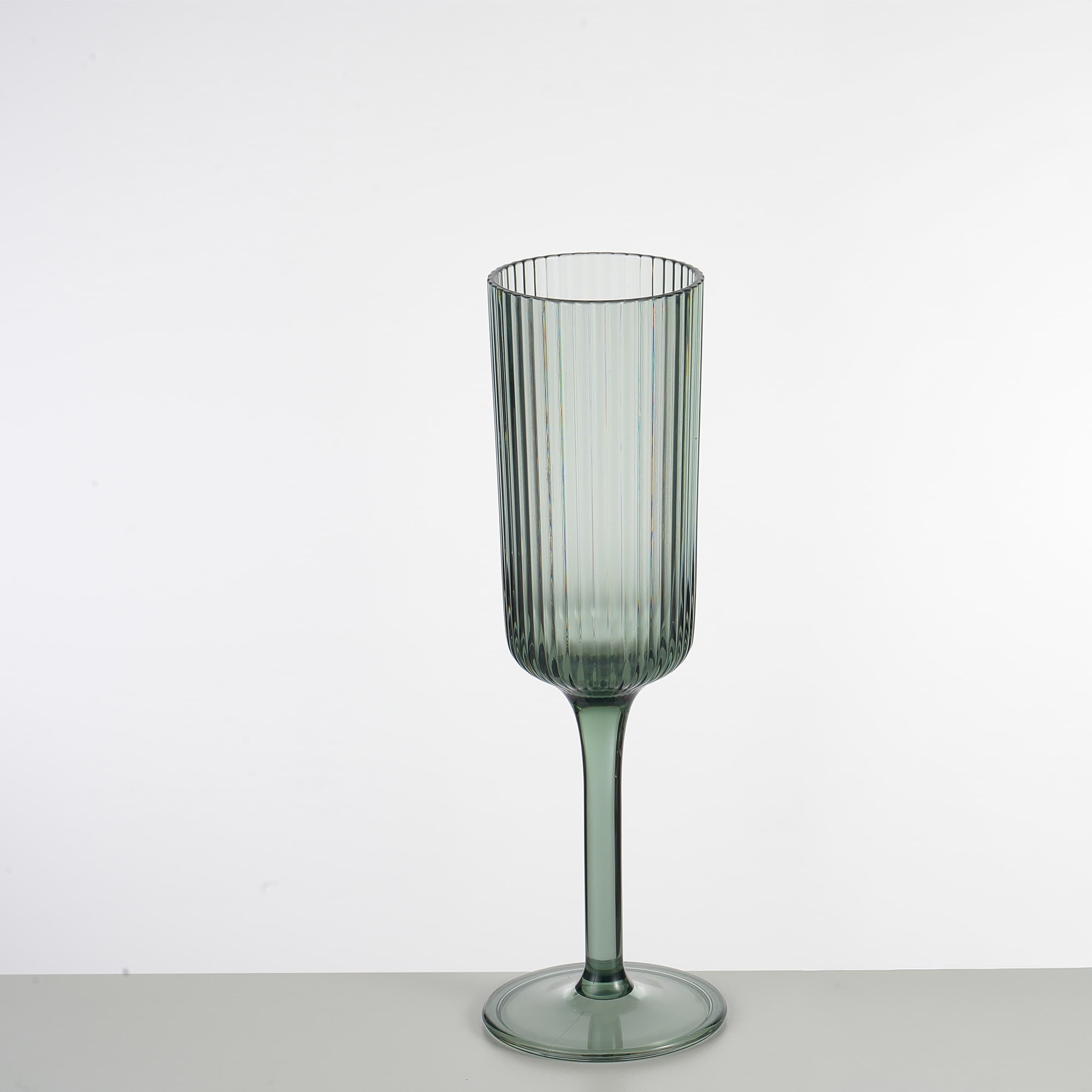 F&F Home Green Ribbed Champagne Glass