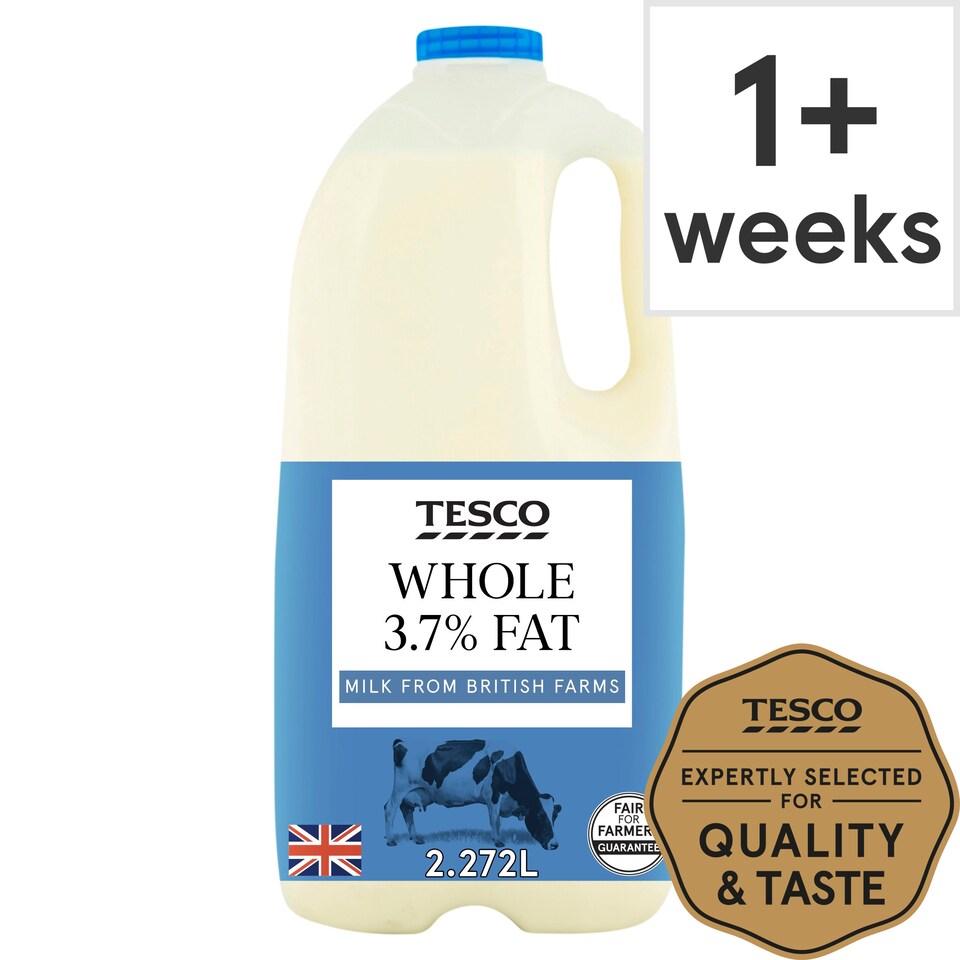 Tesco British Whole Milk 2.272L, 4 Pints Tesco Groceries