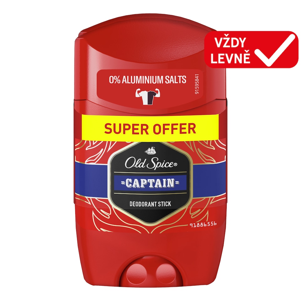 Obrázek 1 pro produkt Old Spice Captain Tuhý Deodorant Pro Muže. 48hod Svěžest Bez Hliníku. 50 % Recyklovaných Plastů