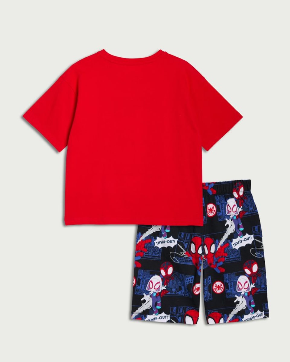 image 1 of Marvel Spider-Man Spidey Pyjama Shorts Set in Red
