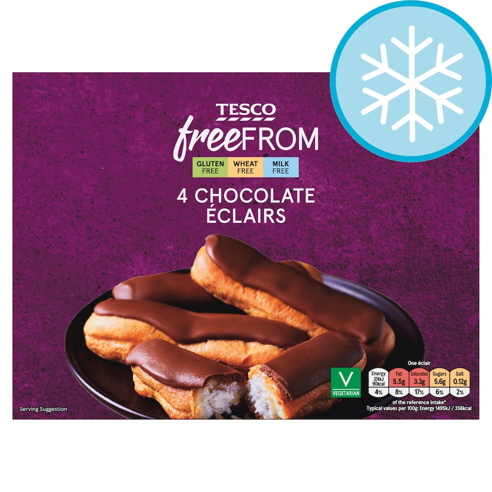 Tesco Free From 4 Chocolate Eclairs 100g