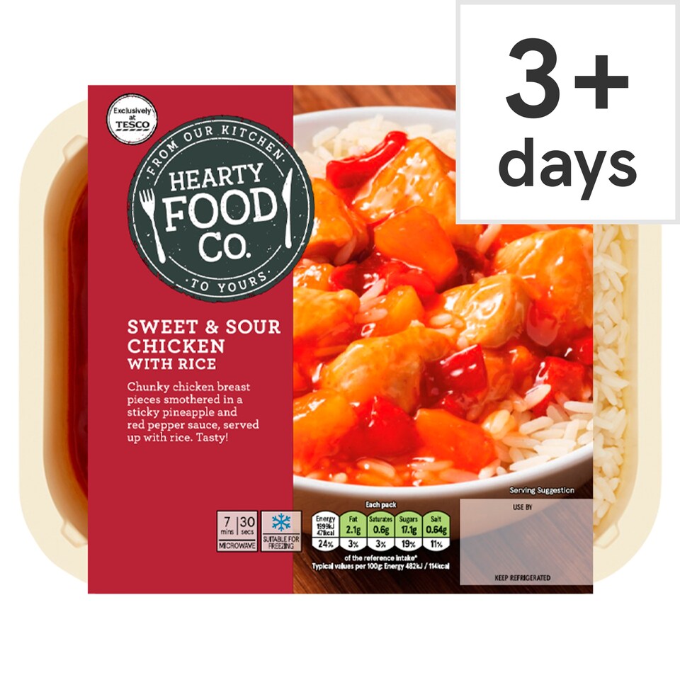 Hearty Food Co. Sweet & Sour Chicken & Rice 450G