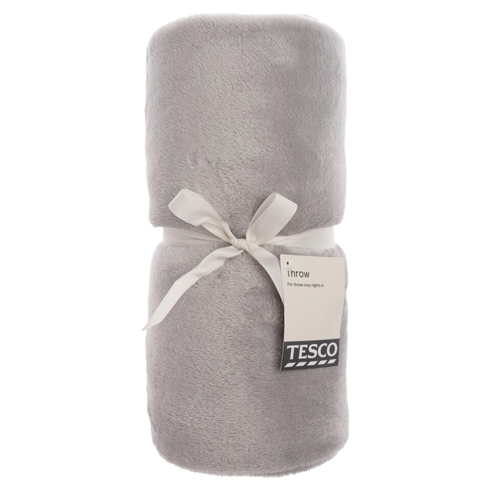 Tesco Super Soft Throw Silver