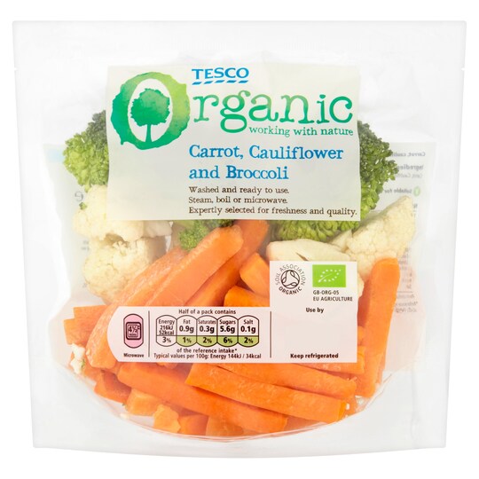 Organic Carrot Cauliflower & Broccoli 300g Tesco Groceries