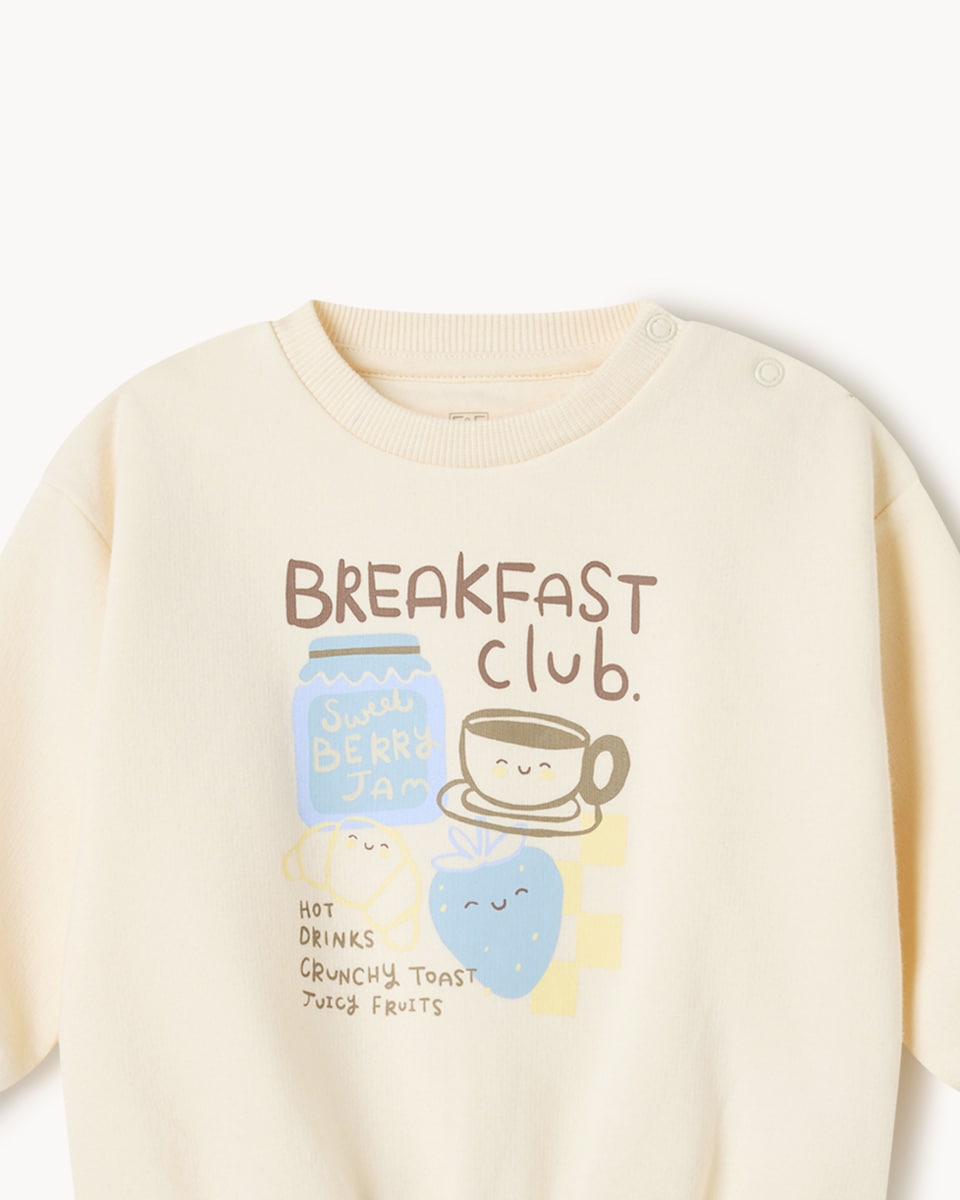 image 1 of F&F Baby Cotton Rich Sweatshirt and Bottoms Set in Cream