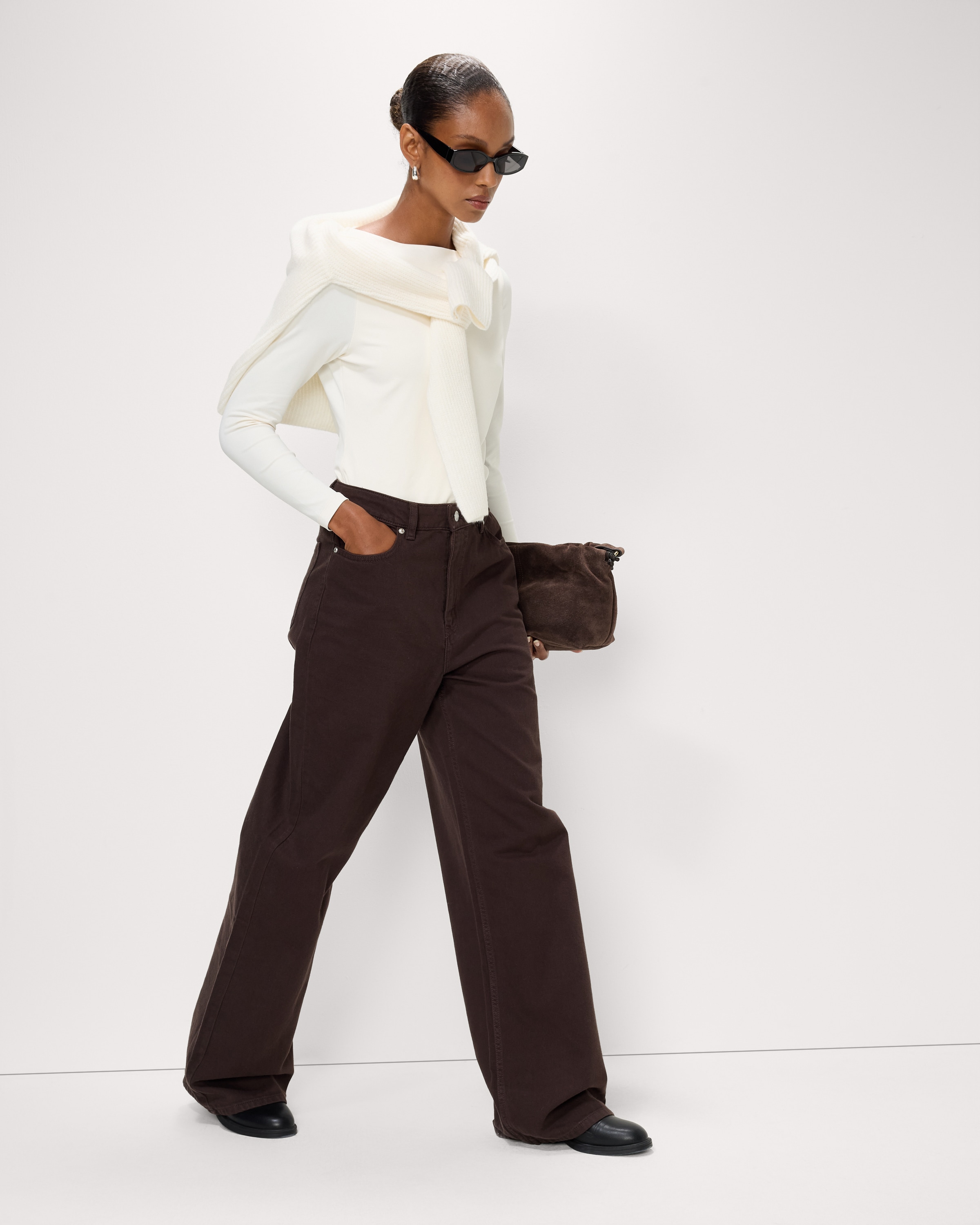 F&F 2-Pack Polyamide Slash Neck Tops in Multi Brown