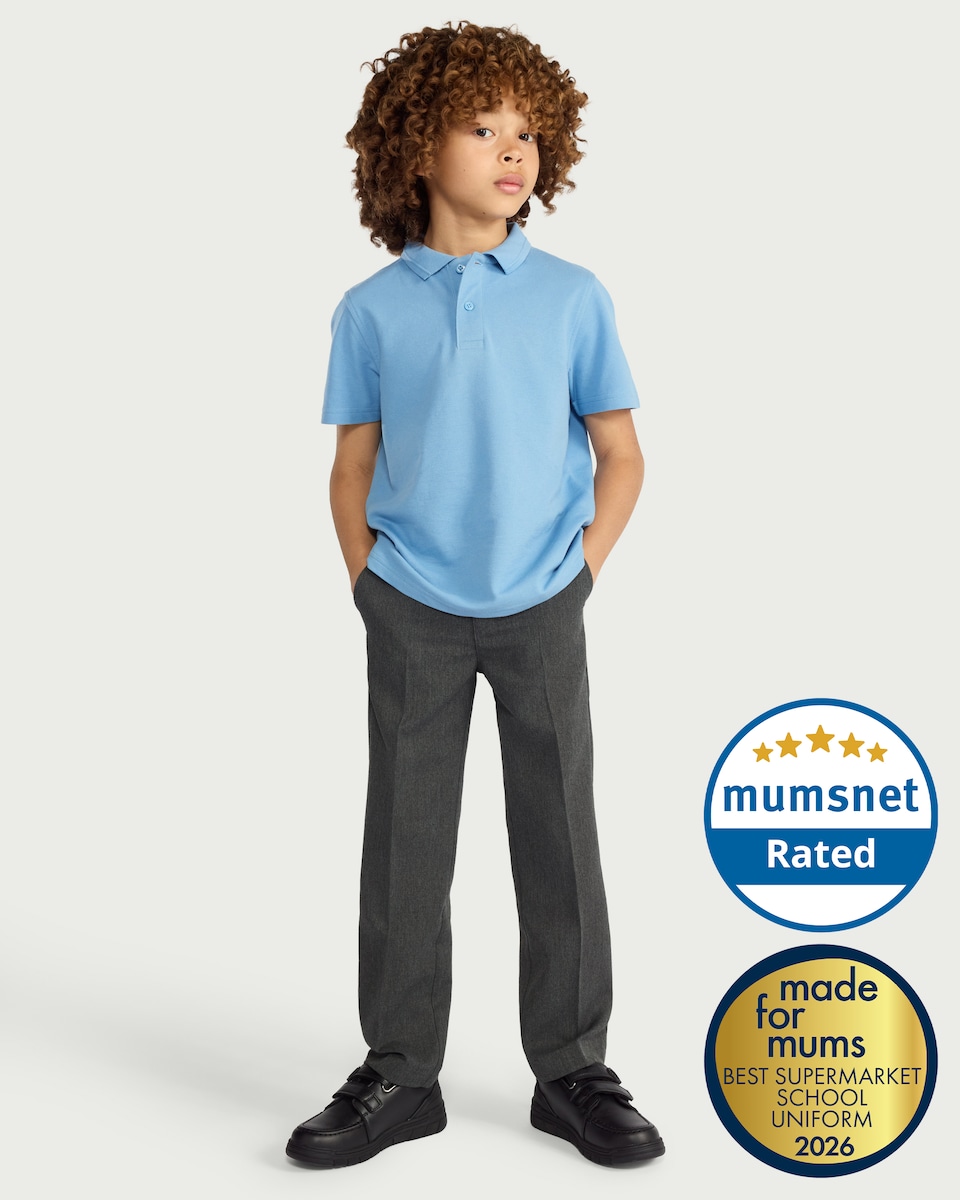 image 1 of F&F School Boys 2-Pack Regular Fit Trousers in Grey