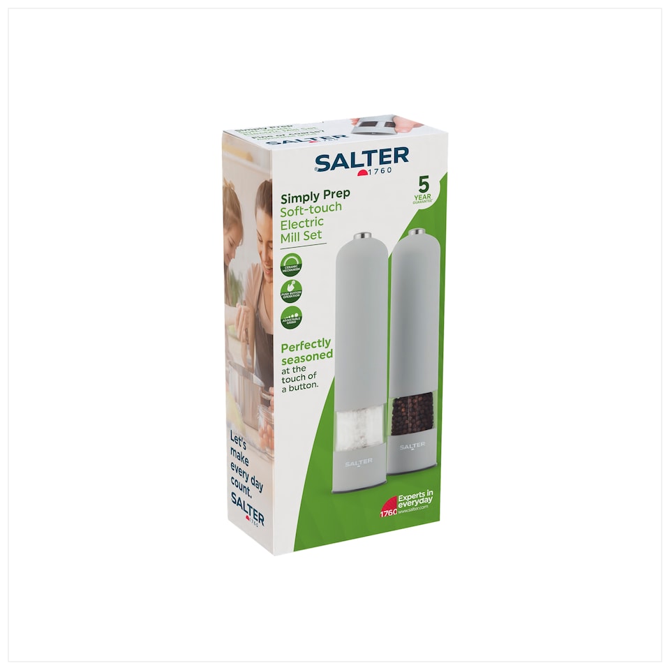 image 1 of Salter Simply Prep Soft touch Grey Electric Mill Set