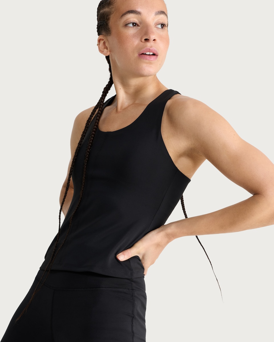 image 1 of F&F Active EVERYHOUR Racerback Vest in Black