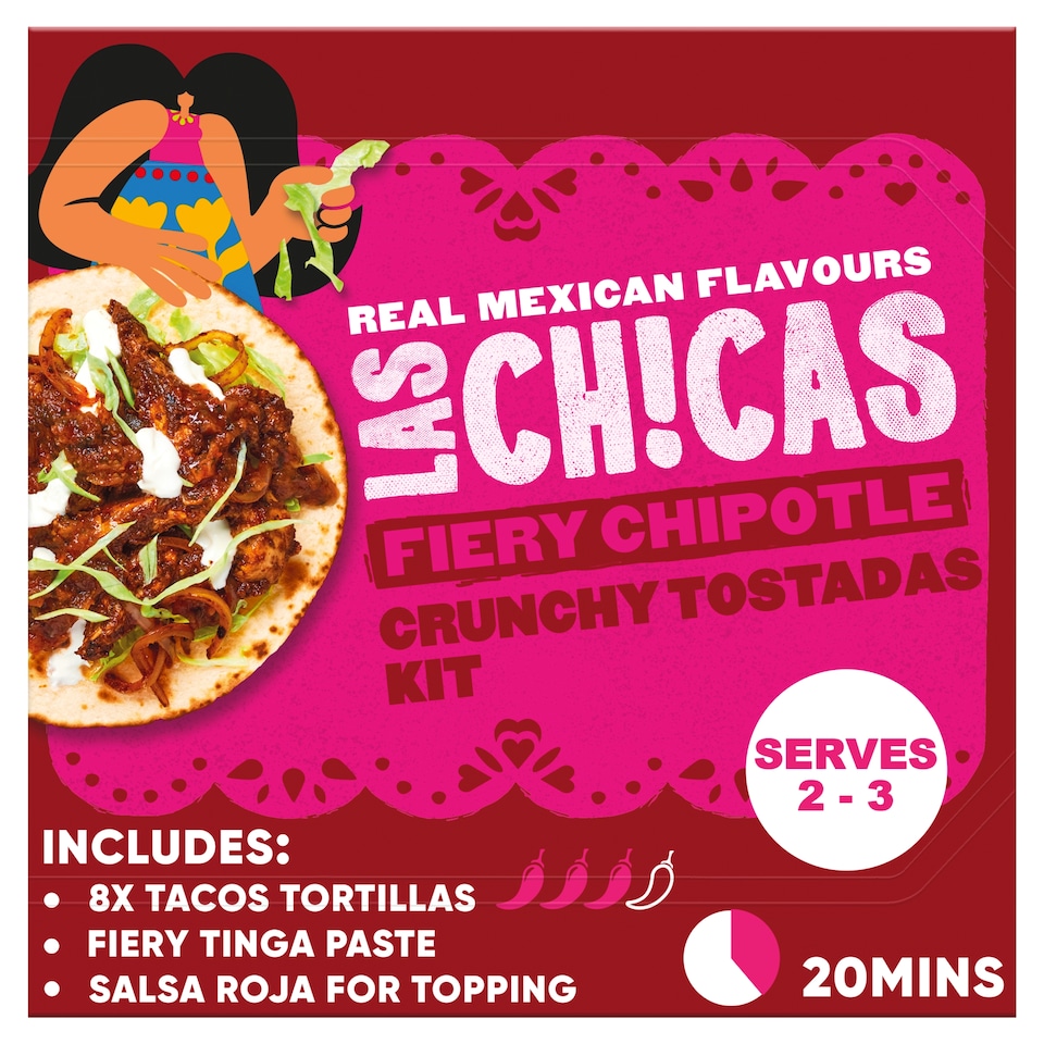 image 1 of Las Chicas Mexican Fiery Crunchy Tinga Tostadas Tacos Meal Kit 296G