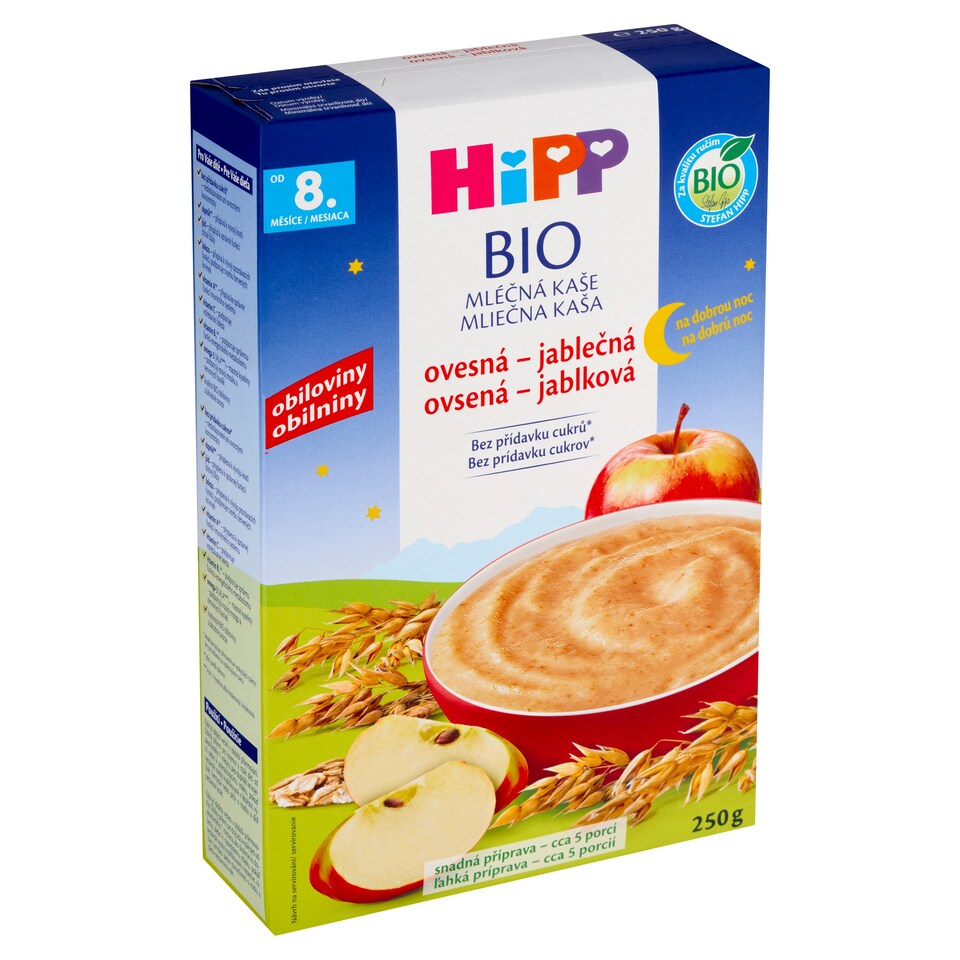 Obrázek 1 pro produkt HiPP Bio mléčná kaše ovesná-jablečná na dobrou noc 250g