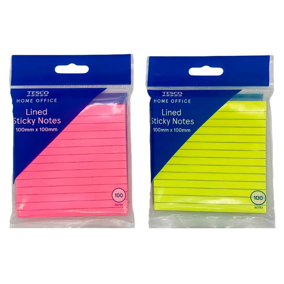 Tesco Lined Sticky Notes 100Mmx100m 100Shts